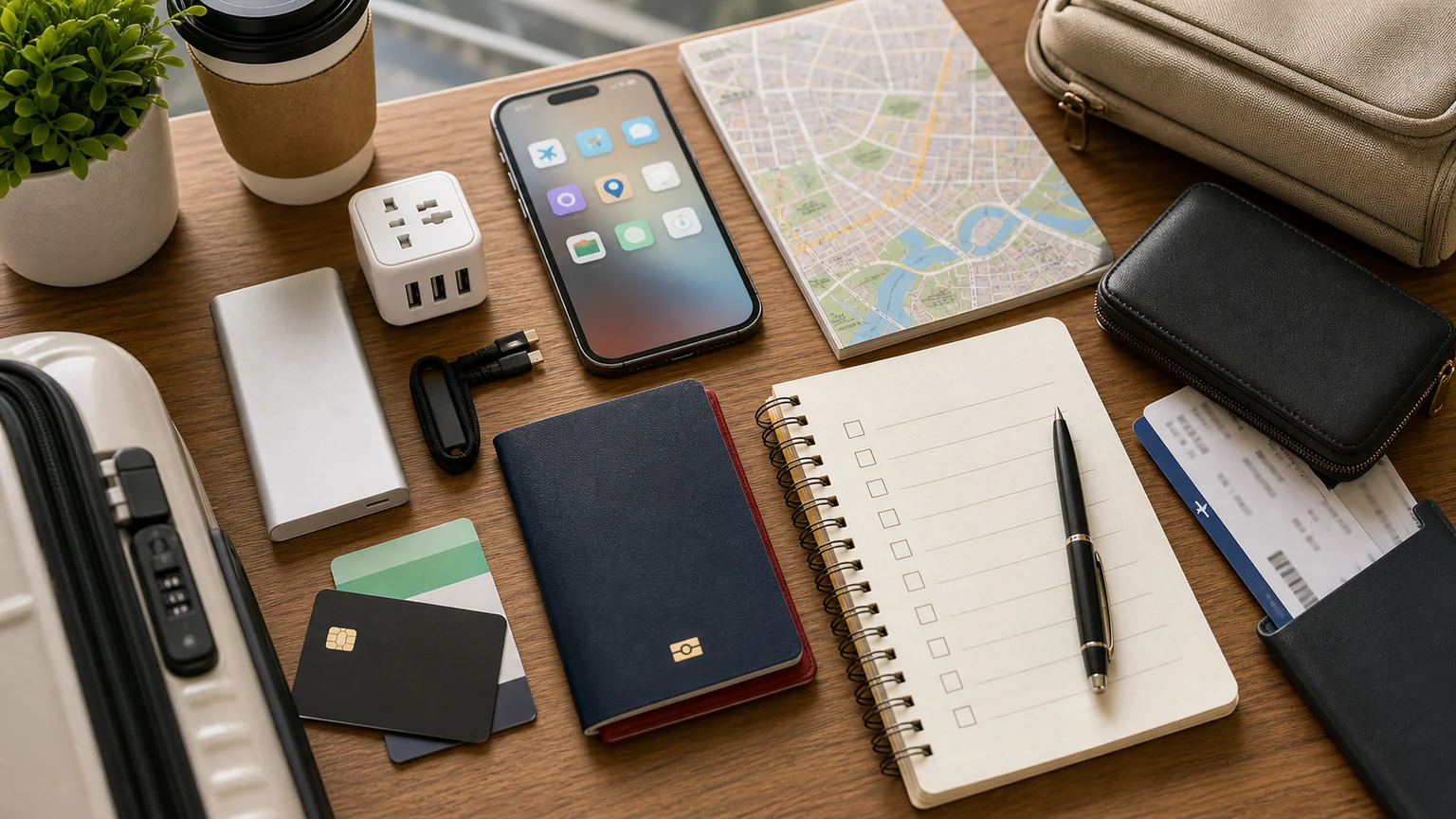 First trip to China checklist with passport phone documents and travel essentials